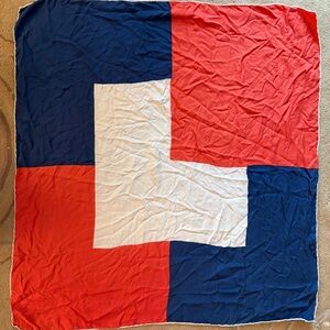 Vintage Echo Geometric Scarf Red White Blue 29” Square Mod